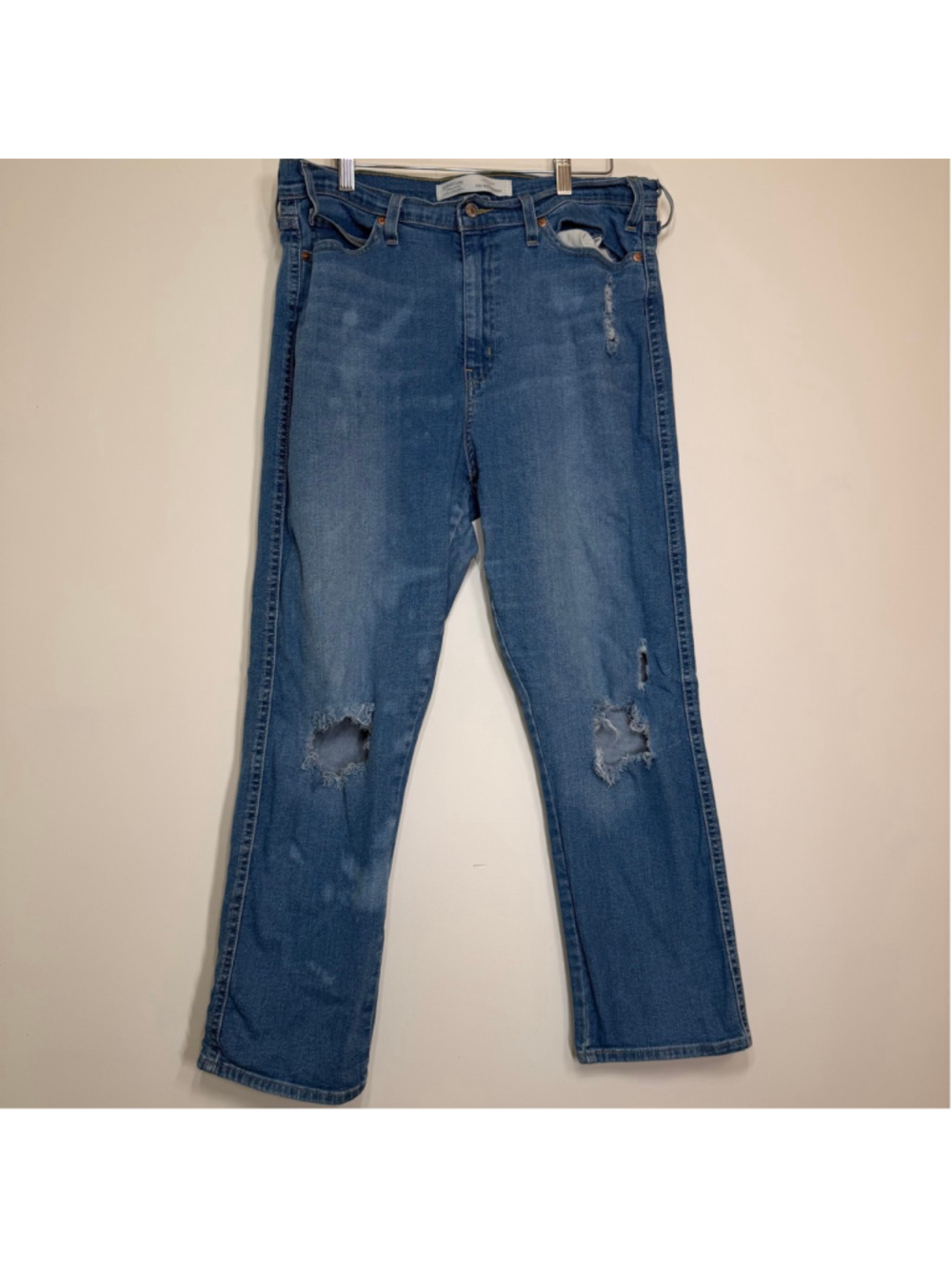 Levi Strauss Signature Jeans Women Heritage Straight 16 Distressed Bleached